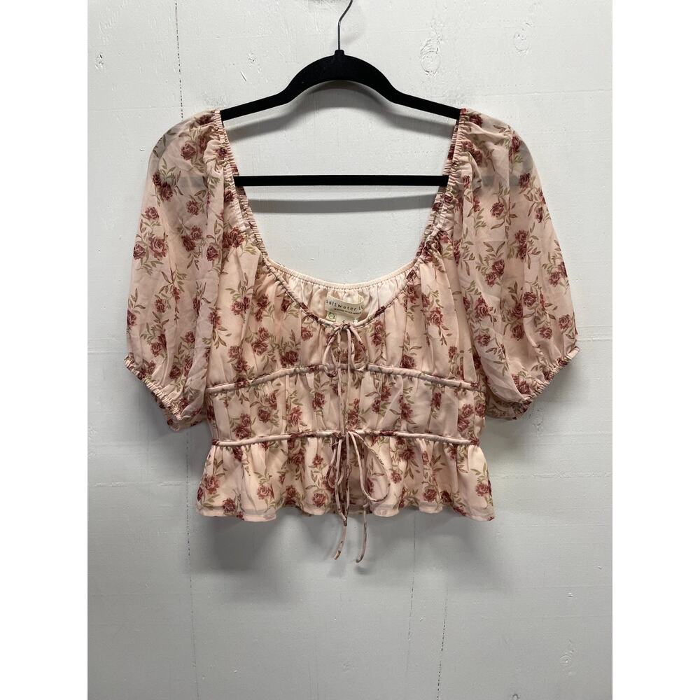 Salt Water Luxe Women's Small Top Balloon Sleeve, Cropped, Lined New With Tags